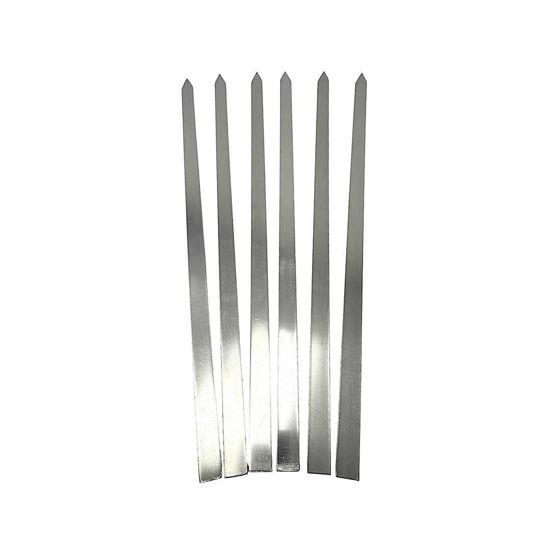 6 Pc, Flat (0.75 Inch wide), Stainless Steel BBQ Skewers, 24 Inch