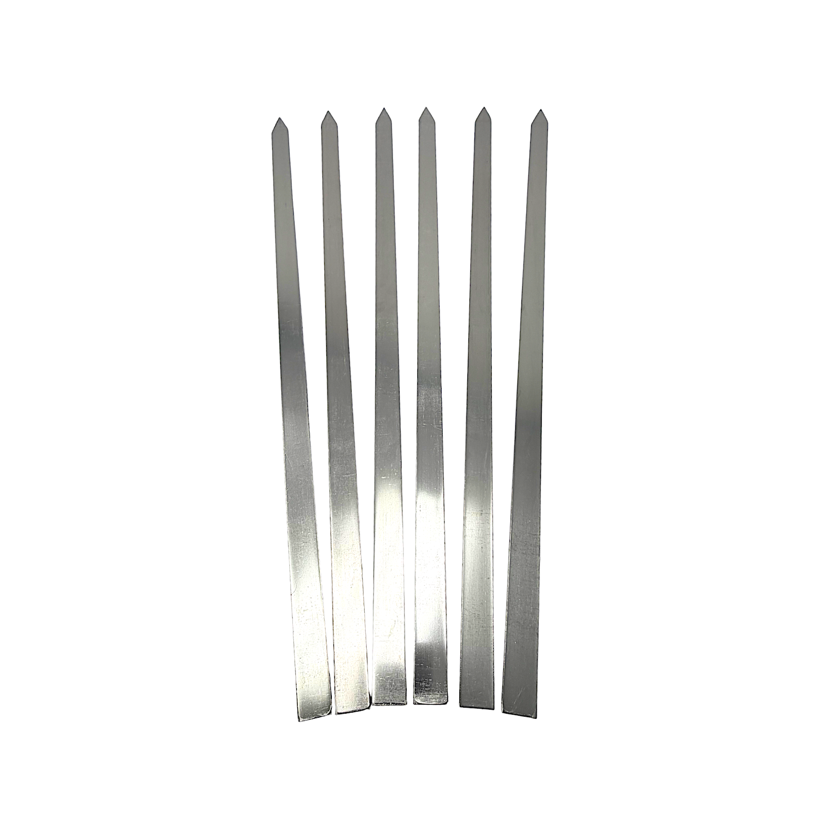 6 Pc, Flat (0.75 Inch wide), Stainless Steel BBQ Skewers, 24 Inch