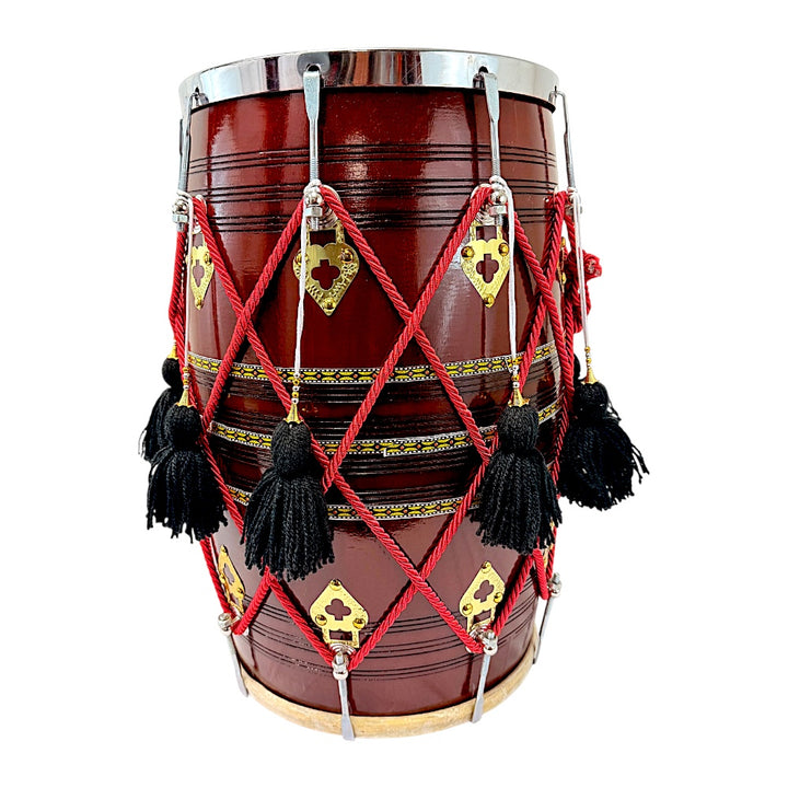 Bhangra Dhol – Handcrafted Rope-Tuned Drum with Brass Fittings, Size 13