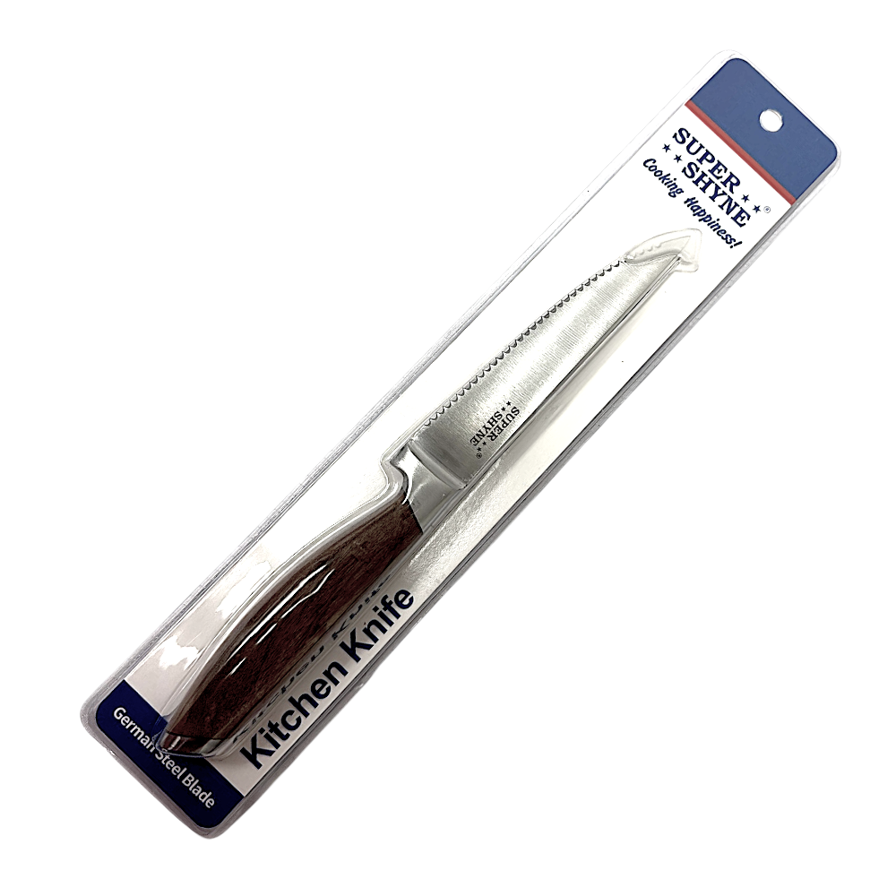 Kitchen Knife Serrated 4 Inch Blade, German Steel