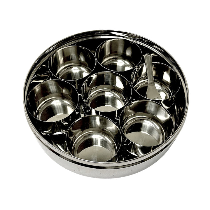 Spice Box (Masala Dibba) 7.5 Inch with Steel Lid and Spoon