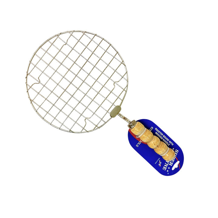 Stainless Steel Round Roaster with Wooden Handle — Roti, Papad &amp; Vegetable Grill