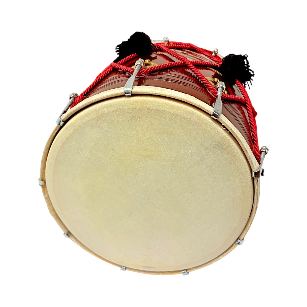 Bhangra Dhol – Handcrafted Rope-Tuned Drum with Brass Fittings, Size 13