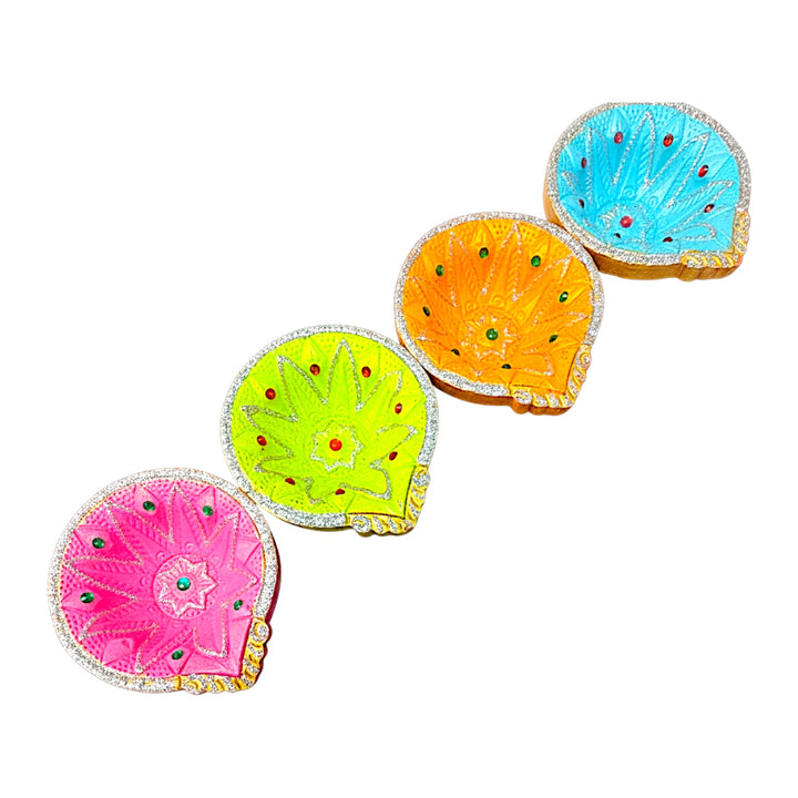 Exclusive strip of 4 color diyas (Chakri diya)