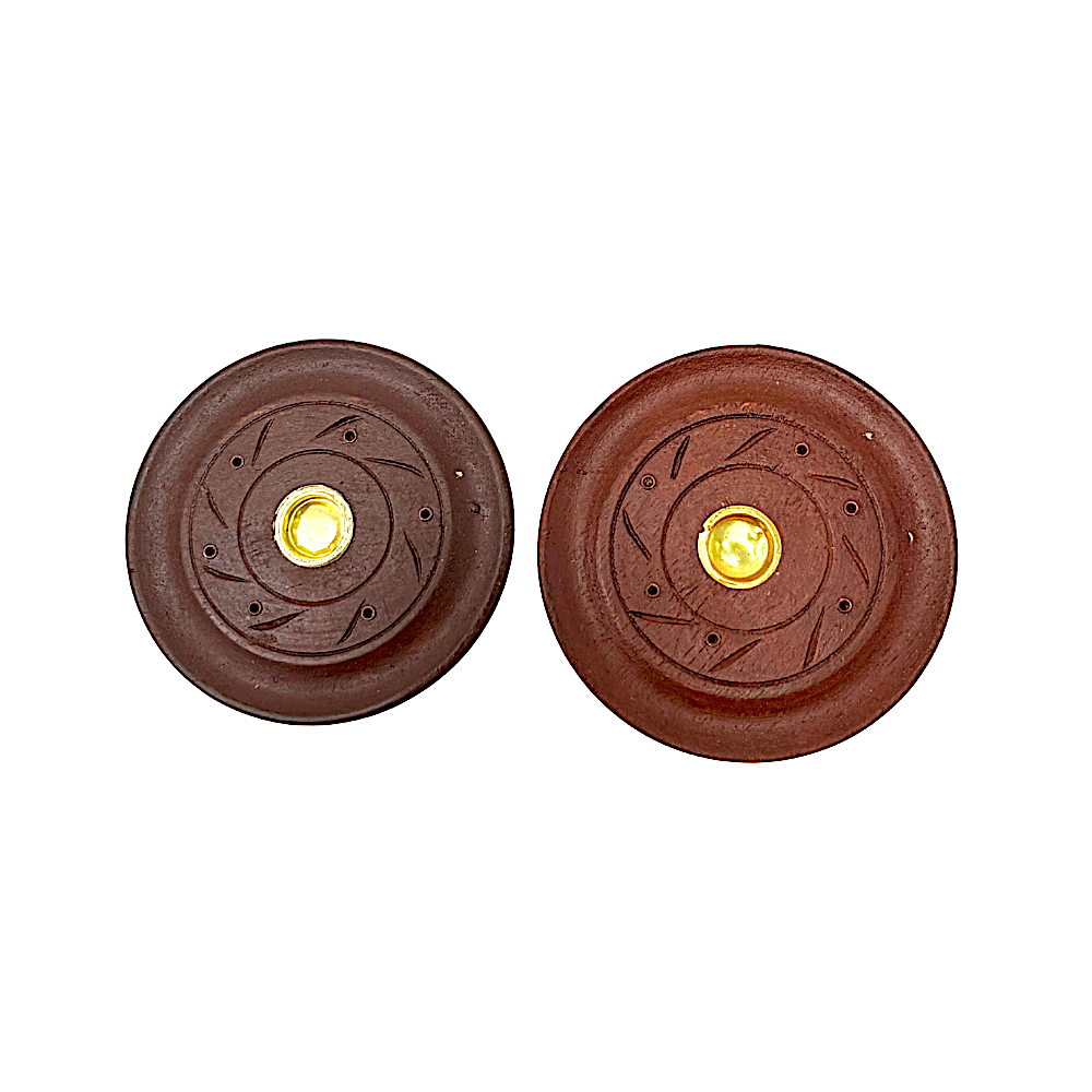 Wooden Round Incense Cone Burner - view 2