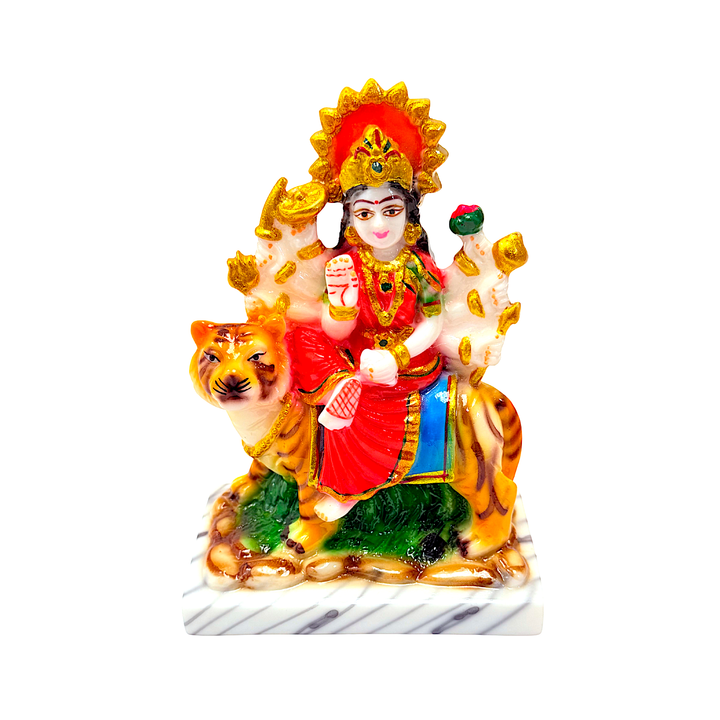 Goddess Durga, Colorful Marble Dust, 6 Inch Idol