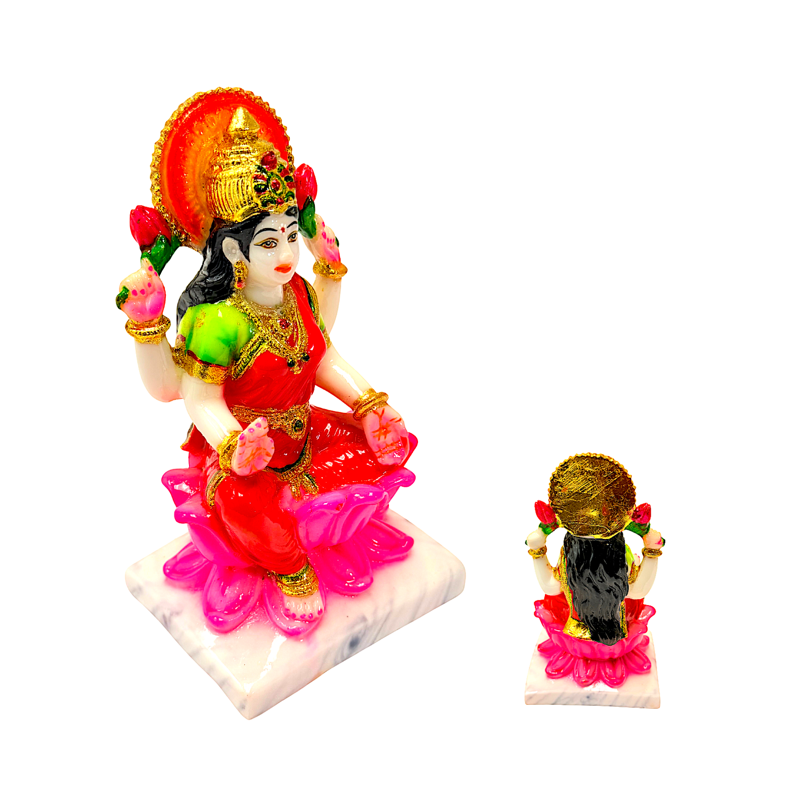 Goddess Laxmi, Colorful Marble Dust, 7 Inch Idol - view 2