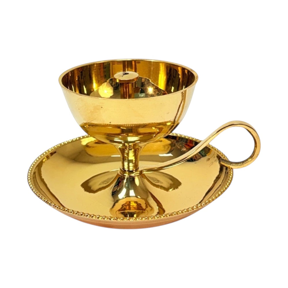 Brass Akhand (Burns all night) Diya with Plate - view 2