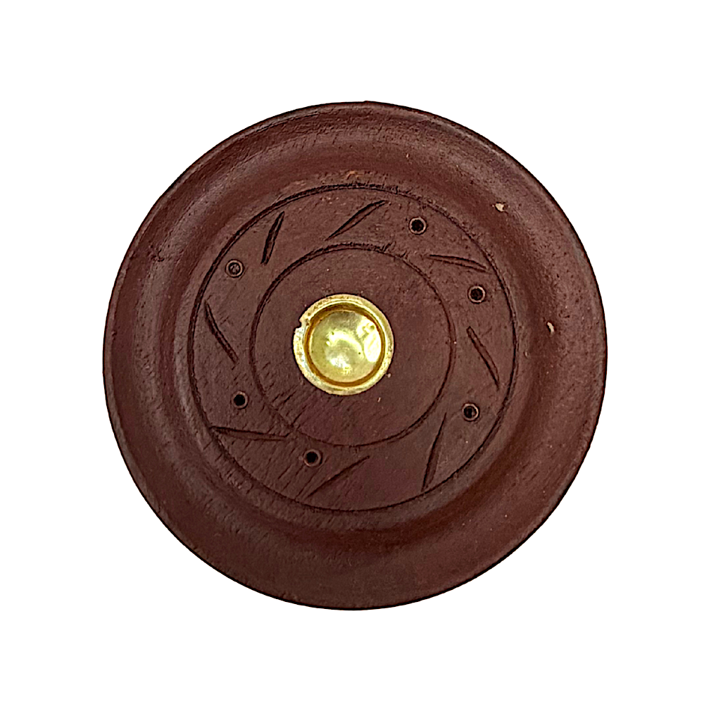 Wooden Round Incense Cone Burner
