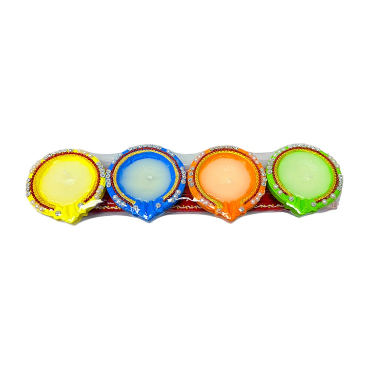 4 pack shiv diya exclusive strip with wax, assorted colors