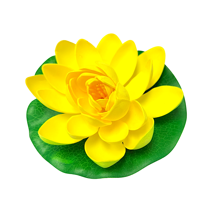 Plastic Lotus Flower on Lily Pad 7 Inch- Assorted Colors - view 2