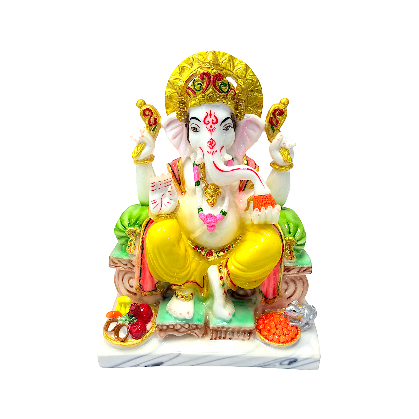 Lord Ganesha Statue, Colorful in Marble Dust, 10 Inch