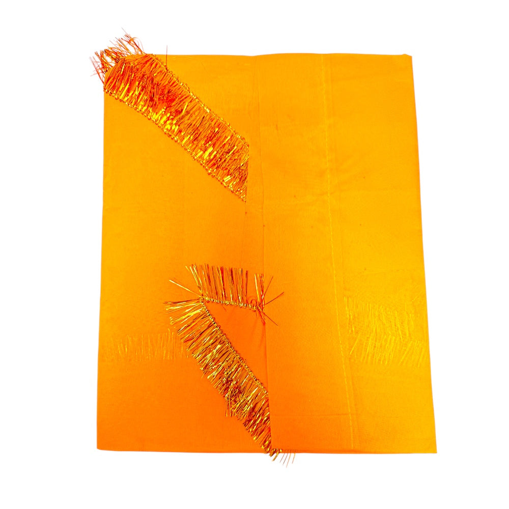 Yellow Jhandi Flag with Durga — Devotional Prayer Flag with Gold Fringe | Durga Maa Jhandi for Mandir &amp; Outdoor Pole