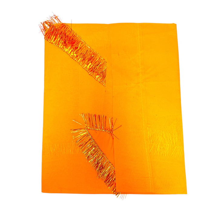 Yellow Jhandi Flag with Durga — Devotional Prayer Flag with Gold Fringe | Durga Maa Jhandi for Mandir &amp; Outdoor Pole