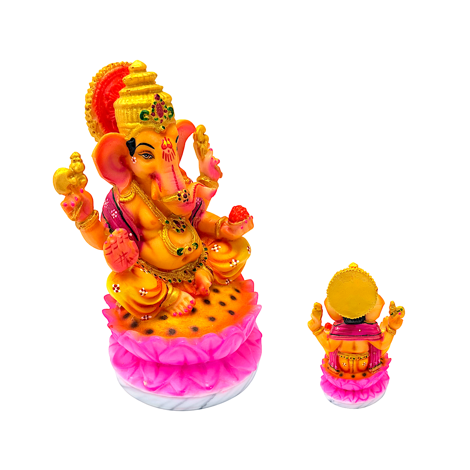Lord Ganesha, Colorful Marble Dust, 8 Inch Idol - view 2