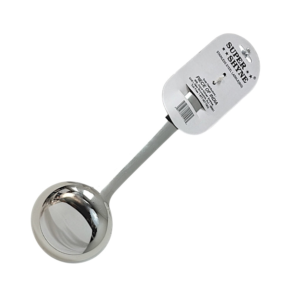 Super Shyne Stainless Steel Serving Ladle (Big) — Deep Bowl Soup &amp; Dal Spoon