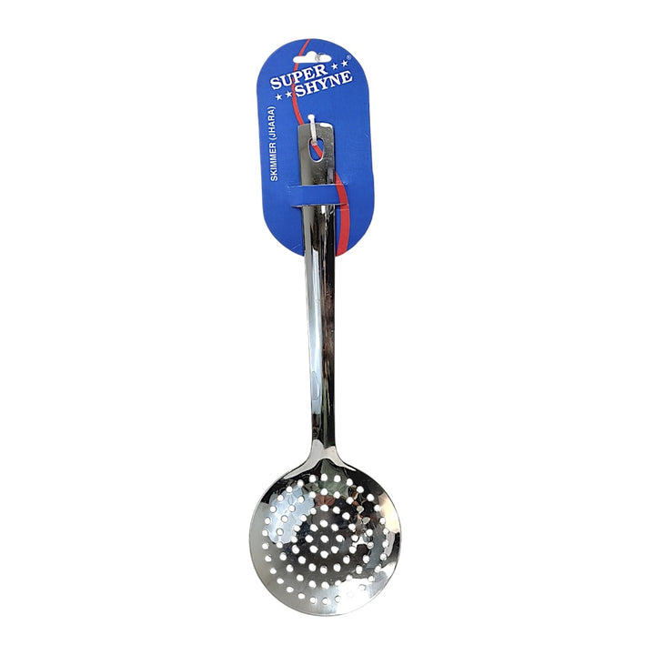 Super Shyne Stainless Steel Skimmer (Jhara) | Perforated Frying Spoon for Indian Cooking