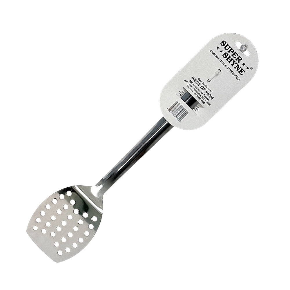 Super Shyne Stainless Steel Slotted Spatula — Perforated Turner for Frying &amp; Draining