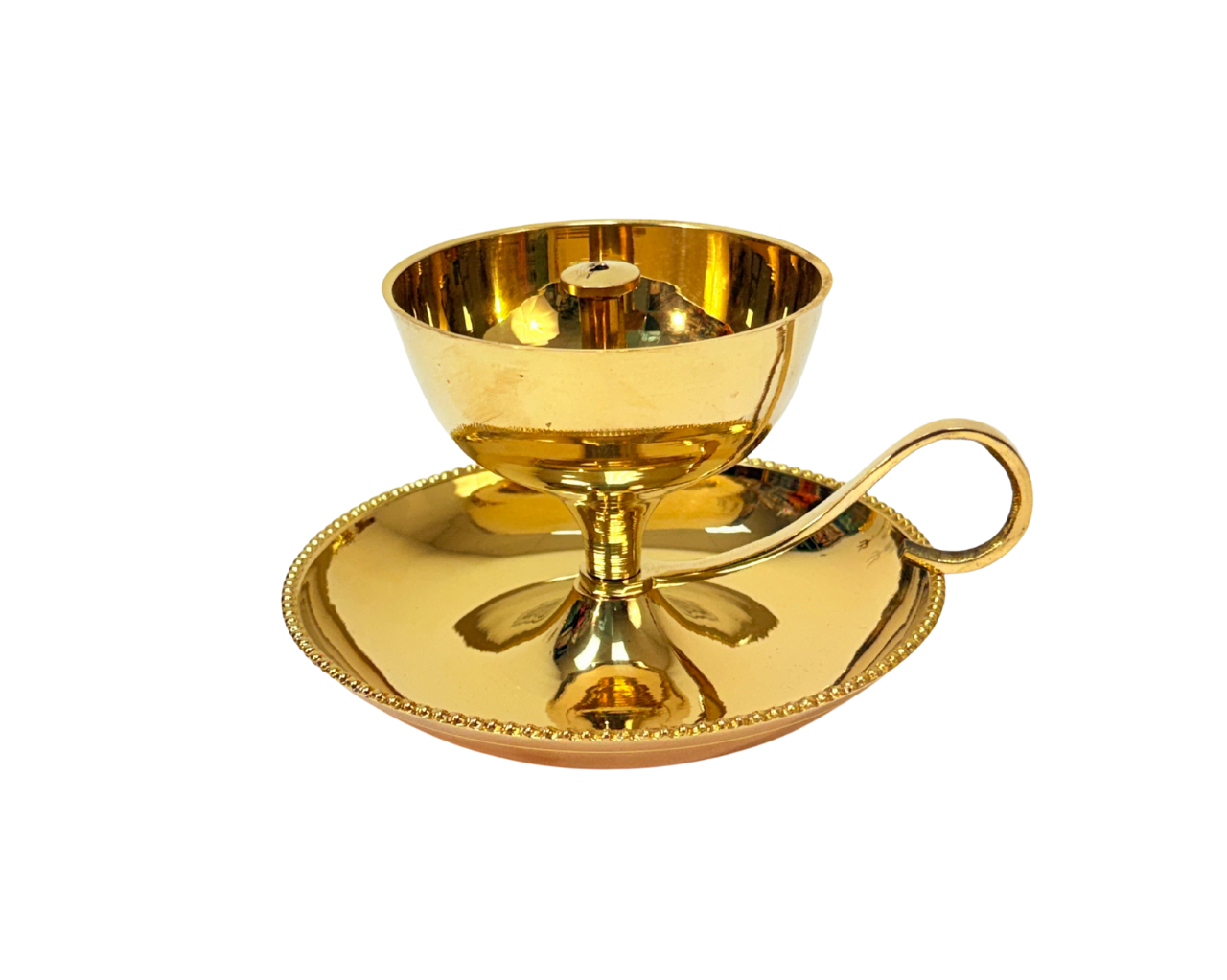 Brass Akhand (Burns all night) Diya with Plate 4 Inch