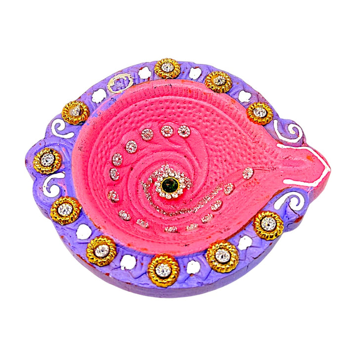 4 pc  Deco Diya Shk PKT (J) with jewels, assorted colors