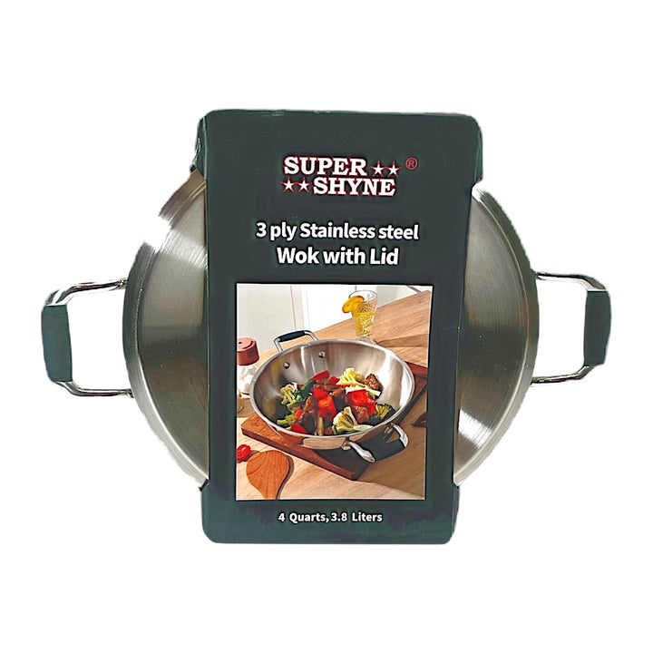 Wok 3 Ply 18/8 Steel with Steel Lid 4 Qt - view 3