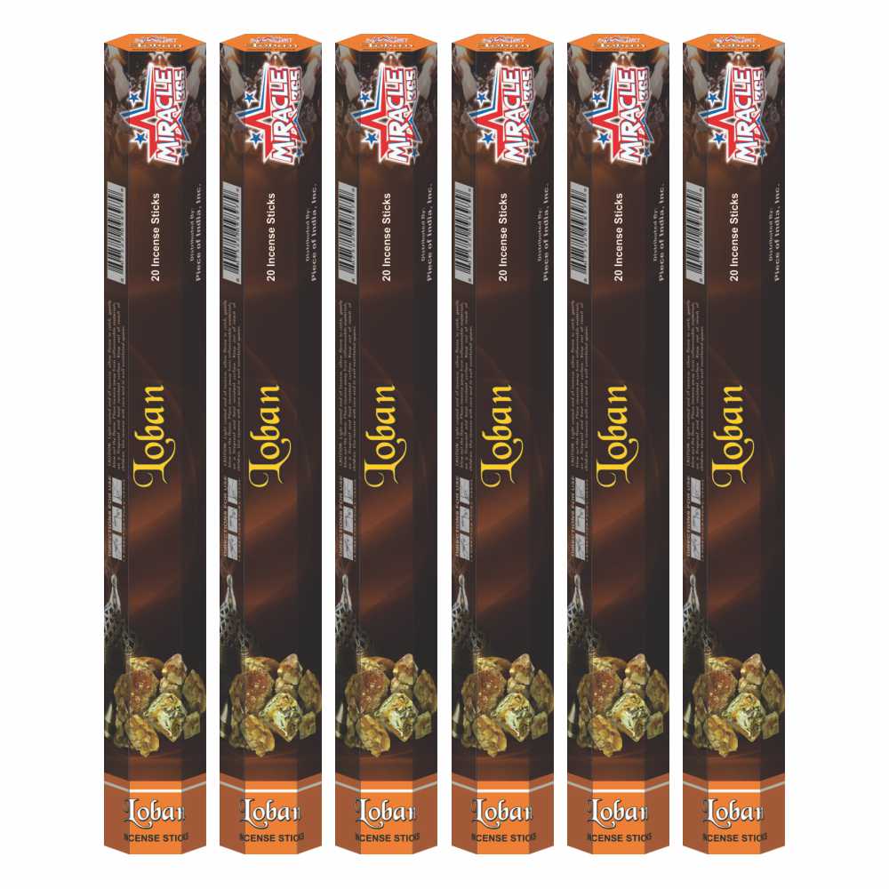 Loban (Benzoine) Incense Sticks (6 hex tubes of 20 sticks) - view 2