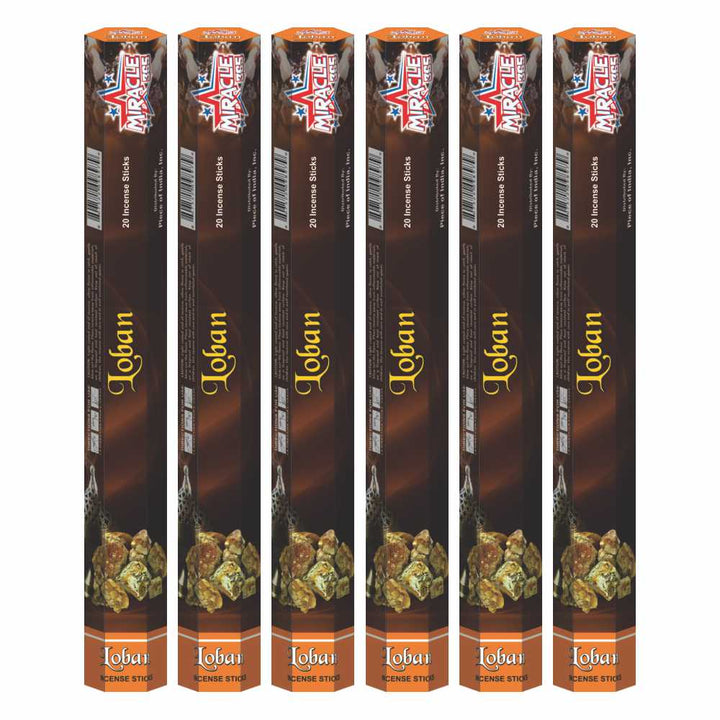 Loban (Benzoine) Incense Sticks (6 hex tubes of 20 sticks) - view 2