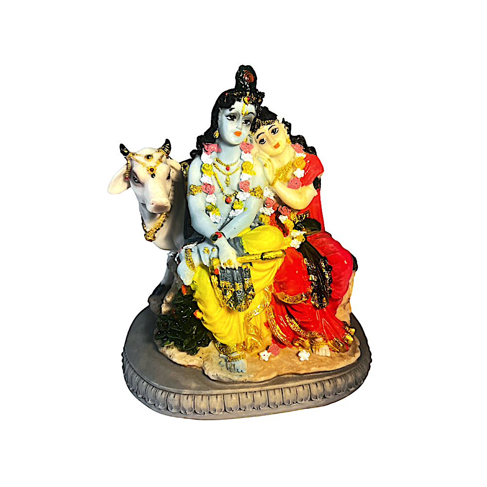 Radha Krishna W Cow 7 Inch Idol