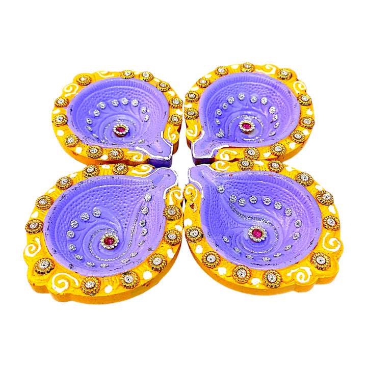 4 pc  Deco Diya Shk PKT (J) with jewels, assorted colors