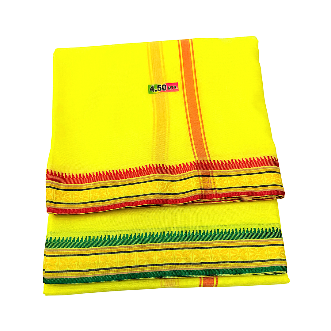 Dhotis 4.5available Yellow Orange White and Cream Silky Cotton - view 4