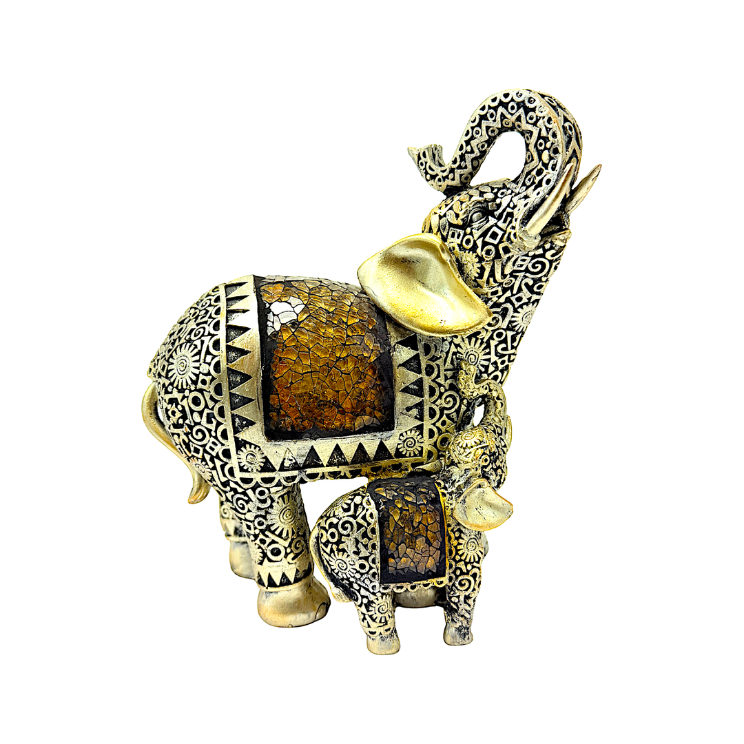 Resin Elephant with Baby 8 Inch