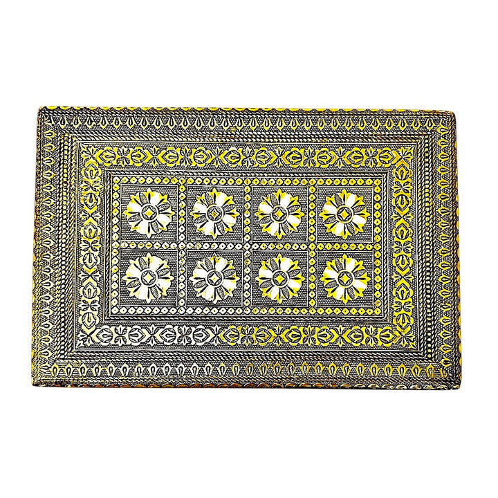 Gold Finish Metal Bajat / Puja Chowki, 8 Inch x 12 Inch