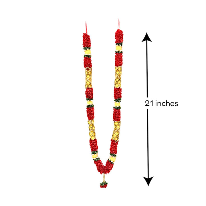 Garland 21 Inch Tiny Gold Pearls W Ruffles Red Pink Yellow and White
