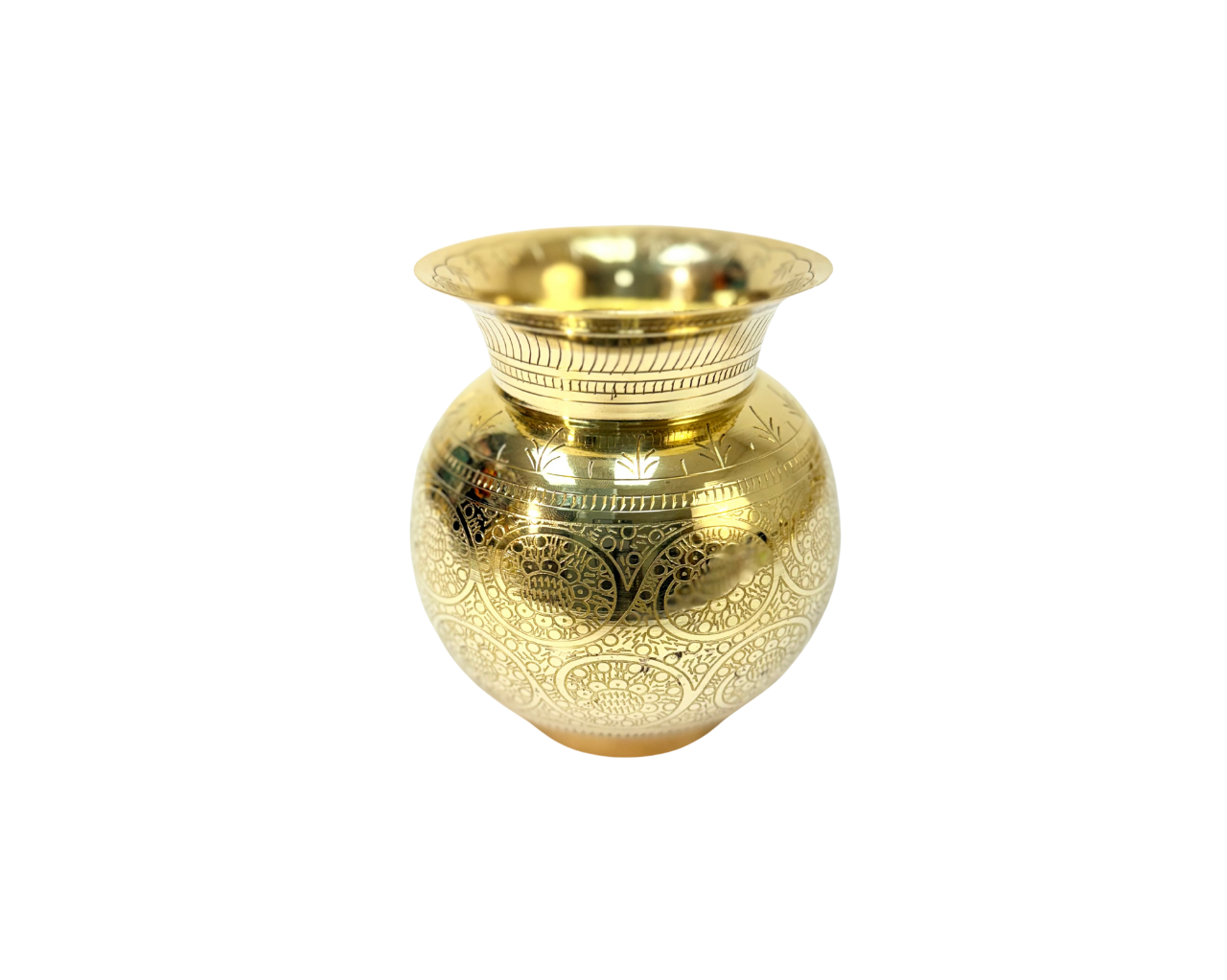 Lota Brass 6 Inch with All Over Flower Engraving
