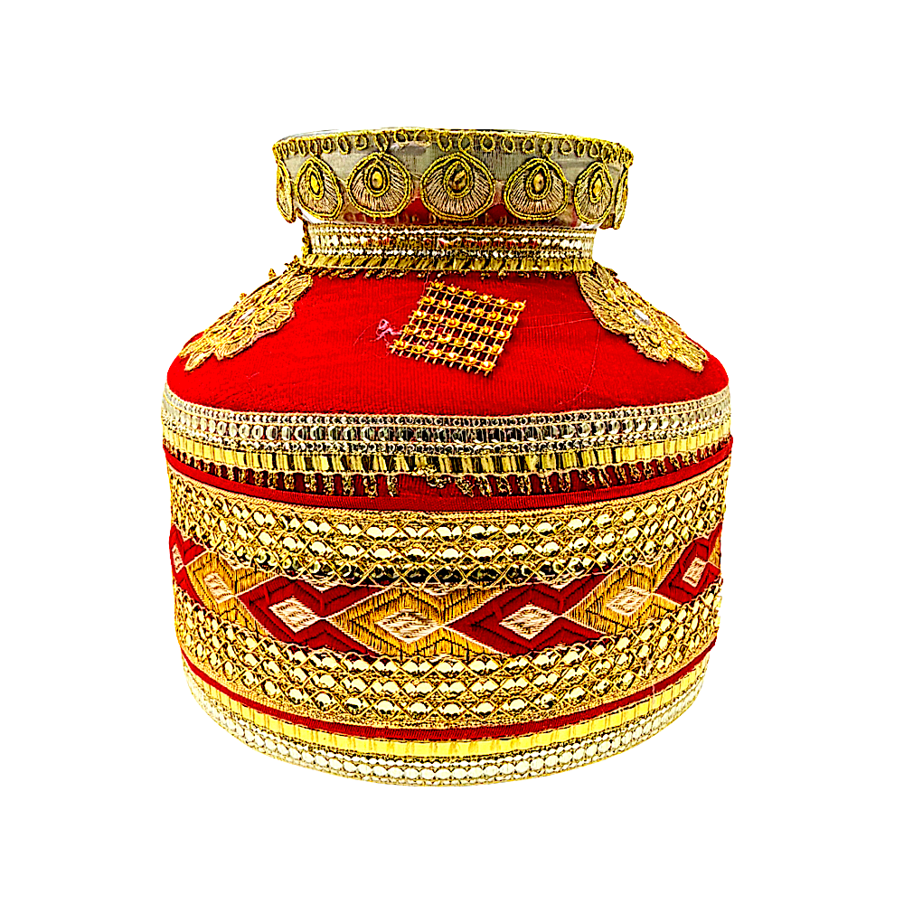 Festive Gharoli/Kalash. Cloth Exterior Decor, Steel Inside