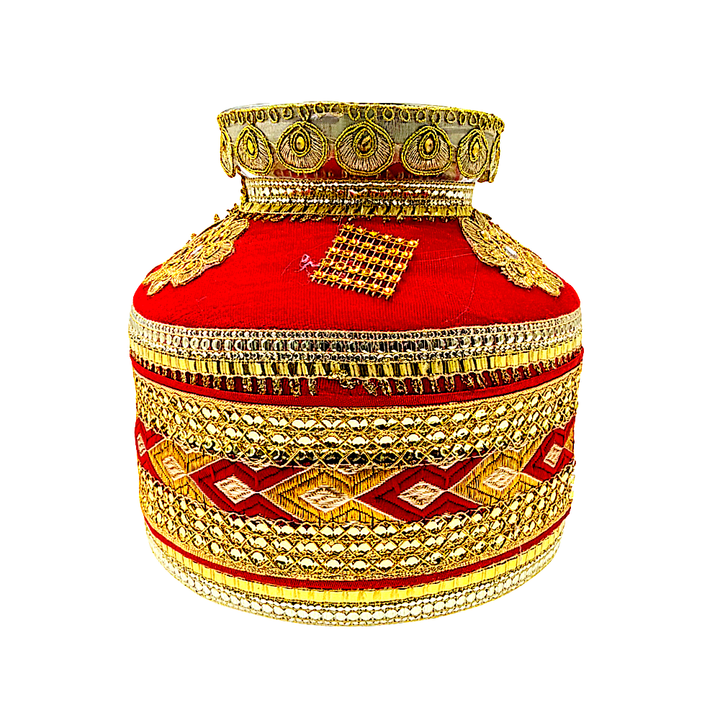 Festive Gharoli/Kalash. Cloth Exterior Decor, Steel Inside