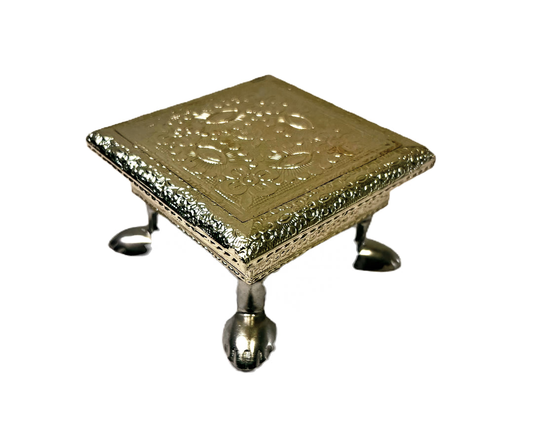 4 Inch Pedestal Wood and German Silver