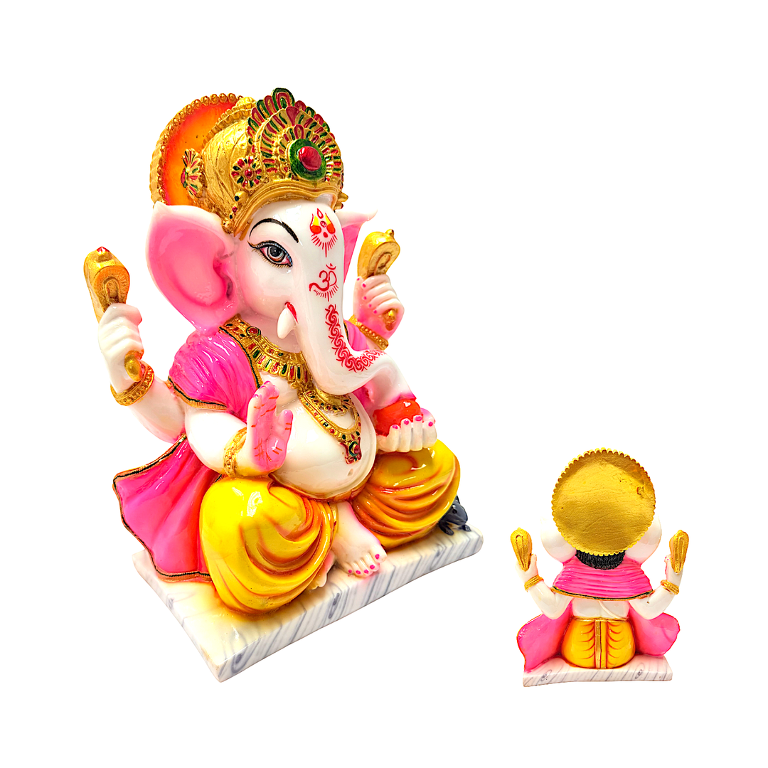 Lord Ganesha Statue, Colorful Marble Dust, 12 Inch - view 2