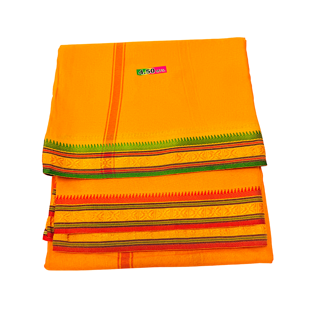 Dhotis 4.5available Yellow Orange White and Cream Silky Cotton - view 3