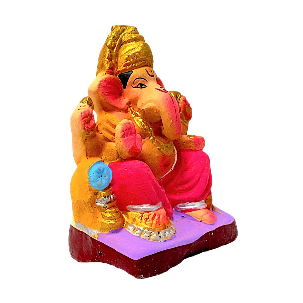 Eco-Friendly Clay Ganesha, 4" (Colors combinations may vary)