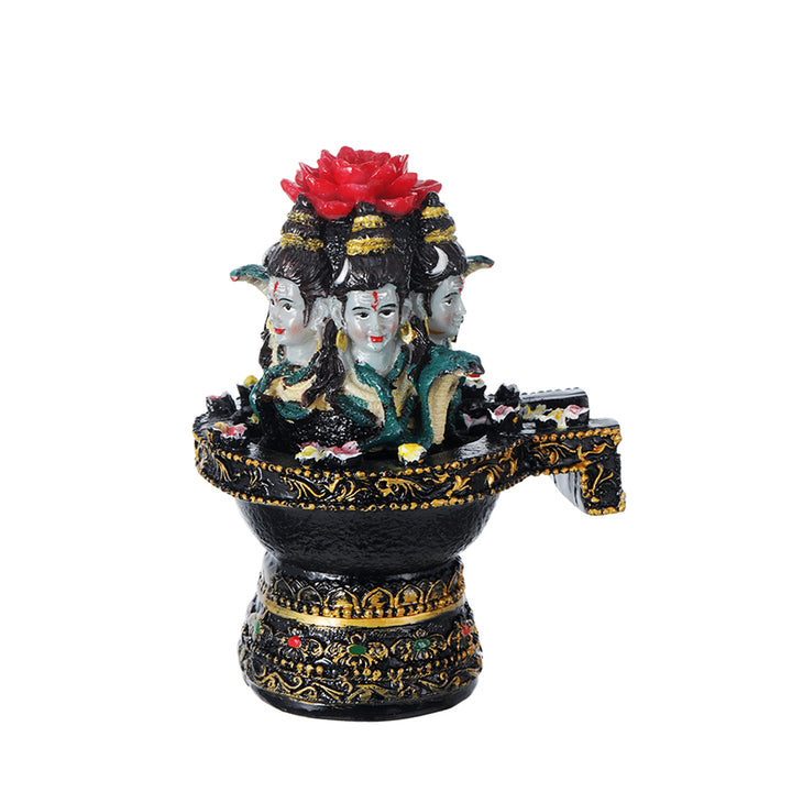 Shivling with 3 Shiva Faces 5 Inch Glossy