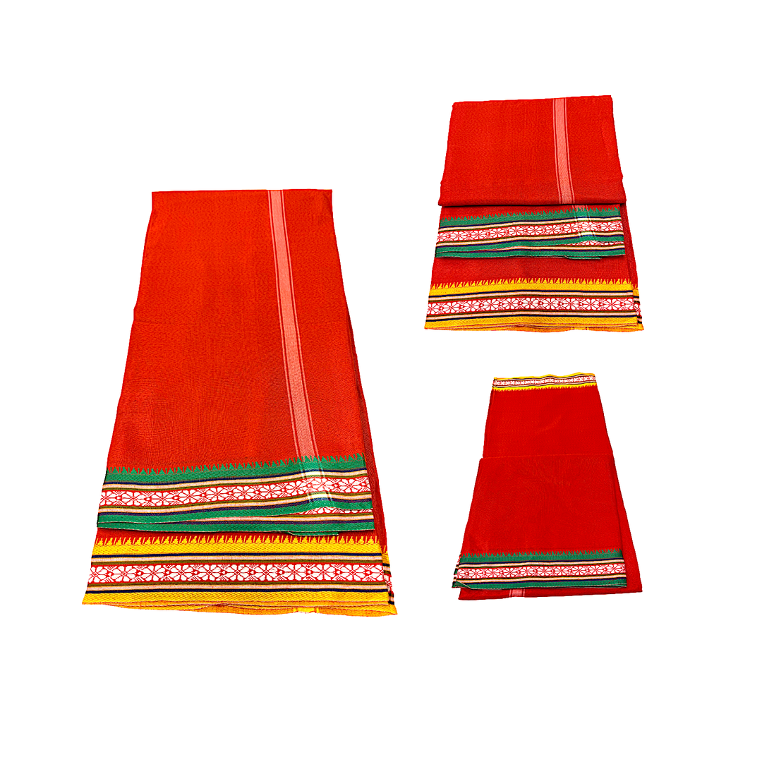 Dhotis 4.5available Yellow Orange White and Cream Silky Cotton - view 2