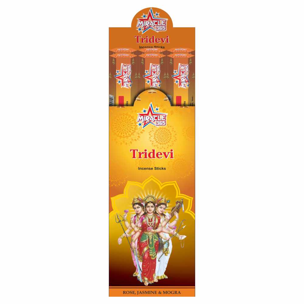 Miracle 365 Tridevi (6 tubes of 20 incense sticks each) Rose Jasmin Mogra