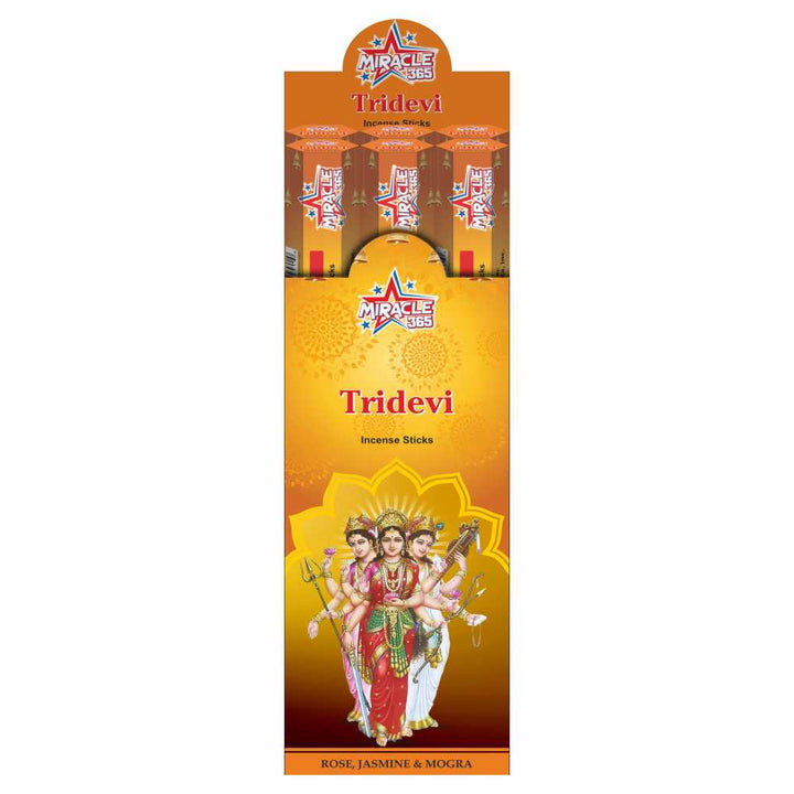 Miracle 365 Tridevi (6 tubes of 20 incense sticks each) Rose Jasmin Mogra
