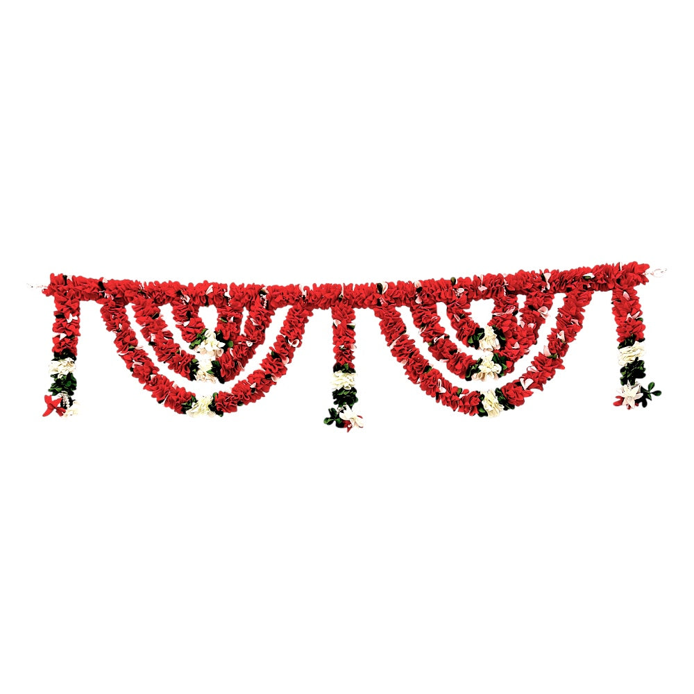 Artificial Floral Toran, 44 Inch , Indian Flower Door Hanging, Puja Mandir Diwali Wedding Decor