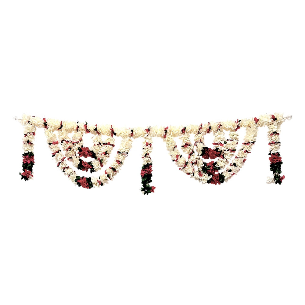 Artificial Floral Toran, 44 Inch , Indian Flower Door Hanging, Puja Mandir Diwali Wedding Decor