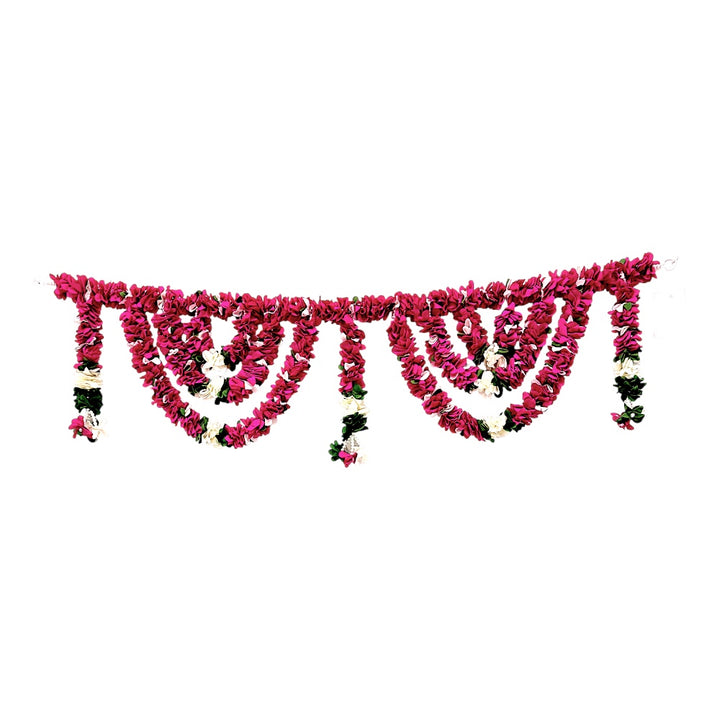 Artificial Floral Toran, 44 Inch , Indian Flower Door Hanging, Puja Mandir Diwali Wedding Decor