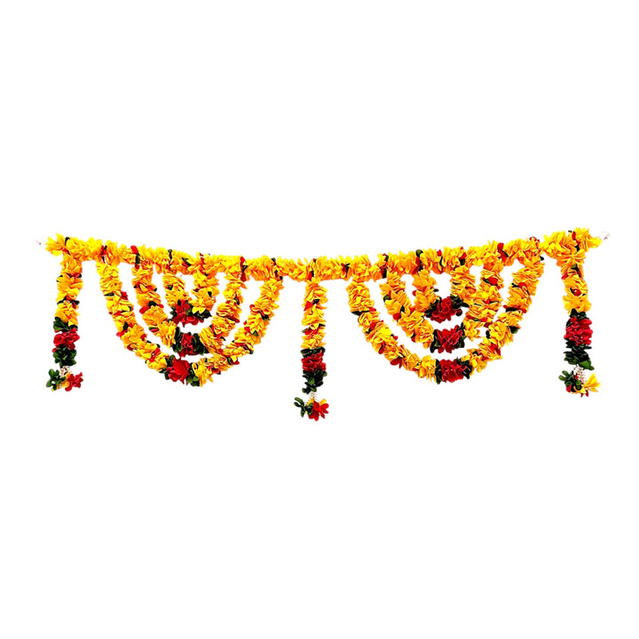 Artificial Floral Toran, 44 Inch , Indian Flower Door Hanging, Puja Mandir Diwali Wedding Decor