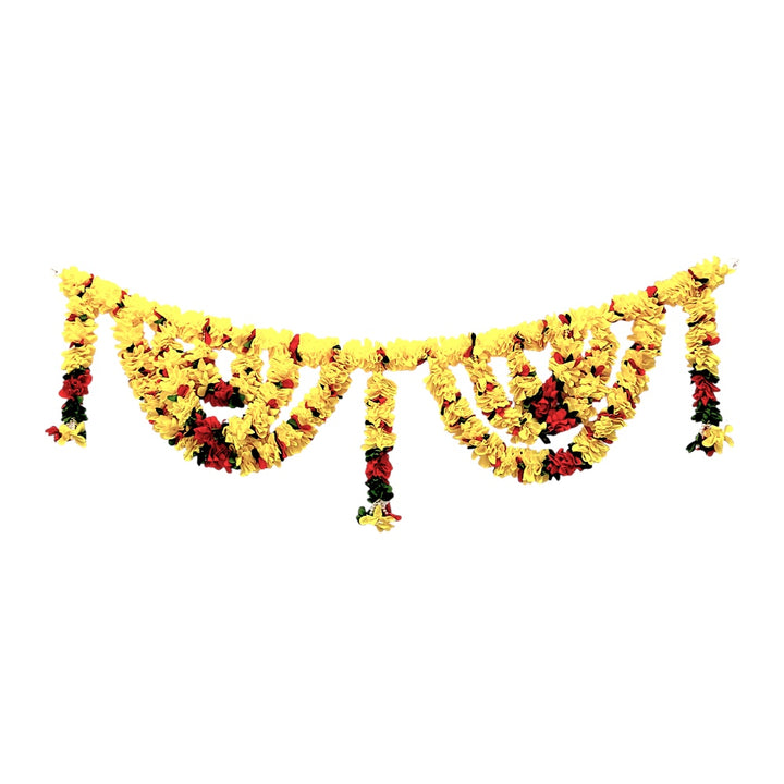 Artificial Floral Toran, 44 Inch , Indian Flower Door Hanging, Puja Mandir Diwali Wedding Decor