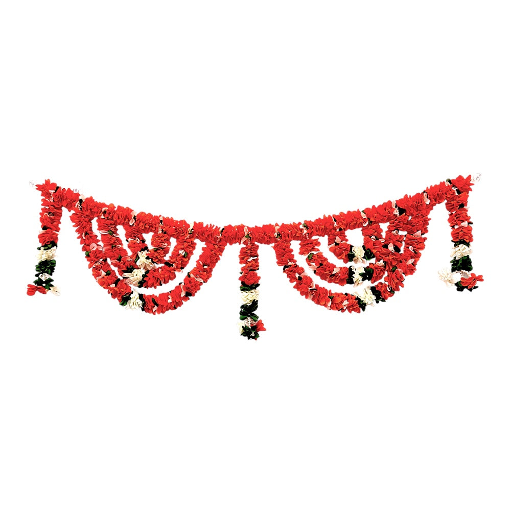 Artificial Floral Toran, 44 Inch , Indian Flower Door Hanging, Puja Mandir Diwali Wedding Decor